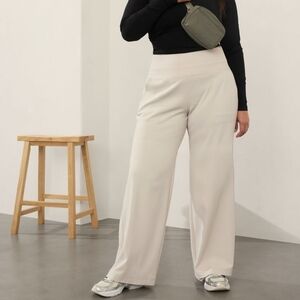 Athleta Venice Clean Girl HighRise Wide Leg Neutral Basic Pant Abalone Plus Size